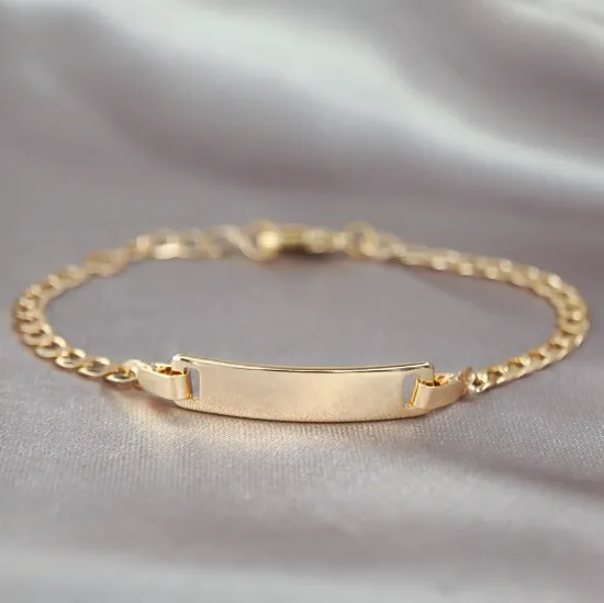 Imagen de Pulsera Esclava Rectangular Kids Barbada Abierta Oro Dorado  1703