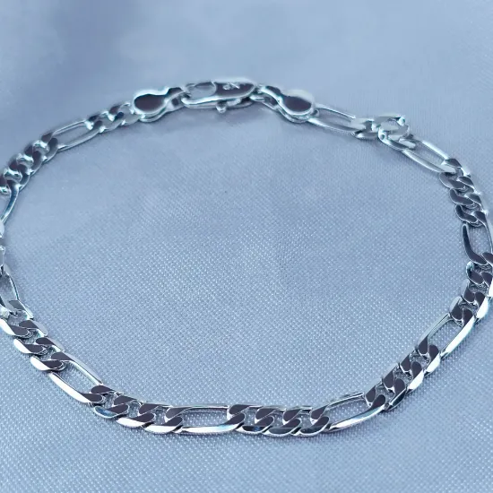 Imagen de Pulsera Tejido Cartier o Fígaro Oro Blanco  1805