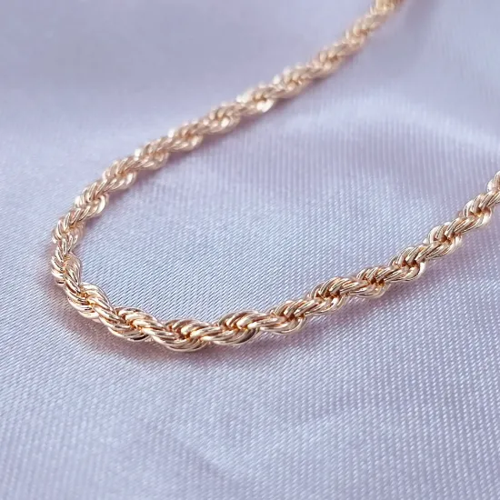 Imagen de Cadena Tejido Cordón Salomónico o Torzal Oro Dorado Talla 6004