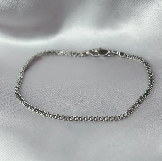 Imagen de Pulsera Tejido Chino Planchada Entrelazada Oro Blanco Talla 1802