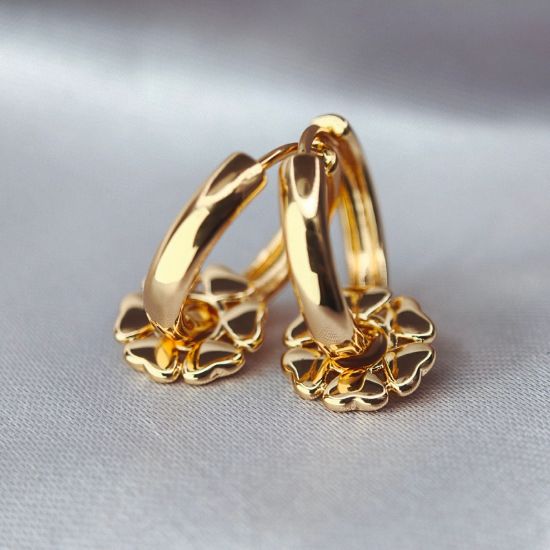 Imagen de Arete Desmontable Flores Corazones