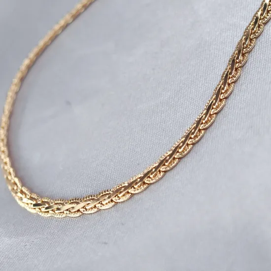 Imagen de Cadena Tejido Petatillo Diamantado Oro Dorado Talla 5003