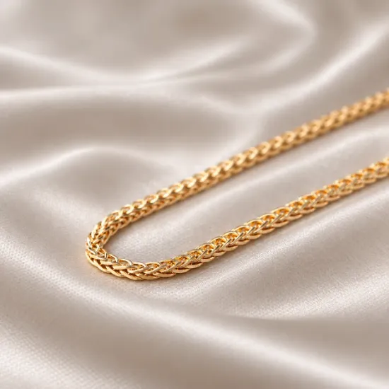 Imagen de Cadena Trejido Cubo Trenzado Oro Dorado Talla 4501