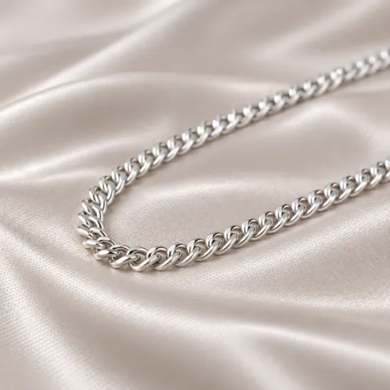Imagen de Cadena Tejido Barbada Cerrada Oro Blanco Talla 5003
