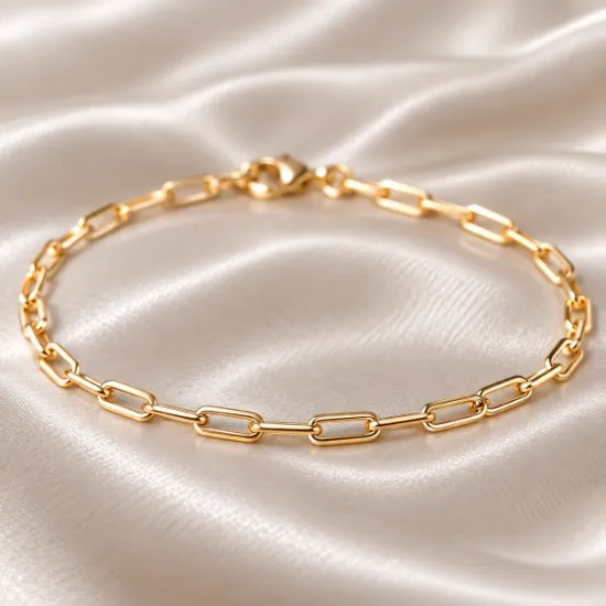 Imagen de Pulsera Eslabones Rectangulares Entrelazados Oro Dorado Talla 1902
