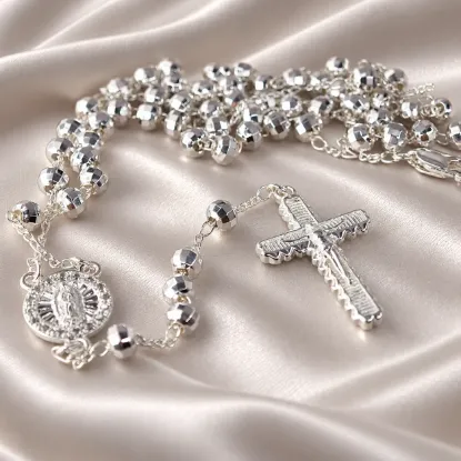 Imagen de Cross and Virgin of Guadalupe Rosary Necklace Size 6204