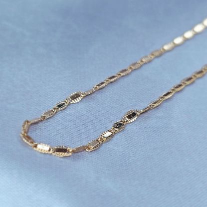 Imagen de Textured Diamond-Cut Links Gold-Tone Chain Size 4502