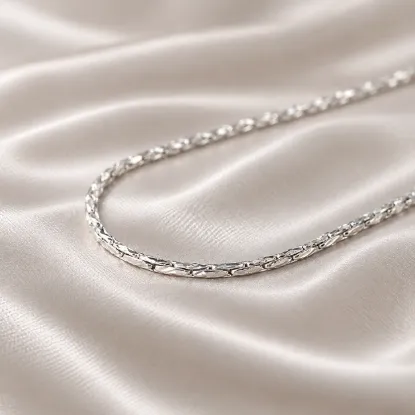 Imagen de Diamond-Cut Rigid Wheat Weave White Gold-Tone Chain Size 6001