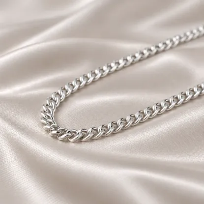 Imagen de Closed Barbed Weave White Gold-Tone Chain Size 5003