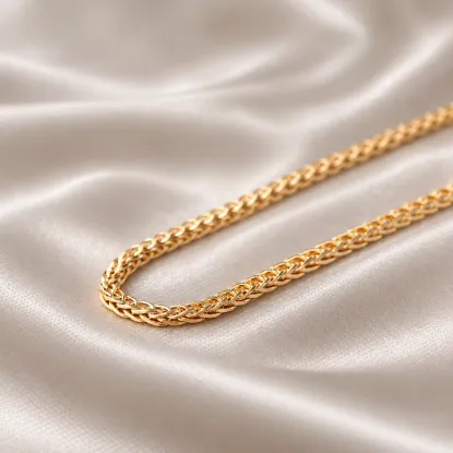 Imagen de Cadena Trejido Cubo Trenzado Oro Dorado Talla 5501