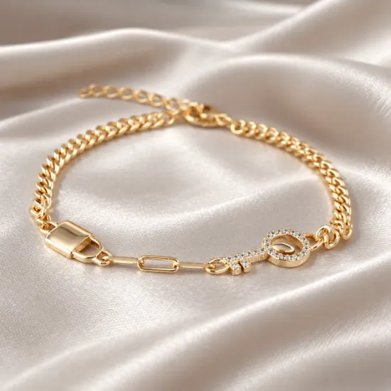 Imagen de Pulsera Candado y Llave Corazón Talla 1703