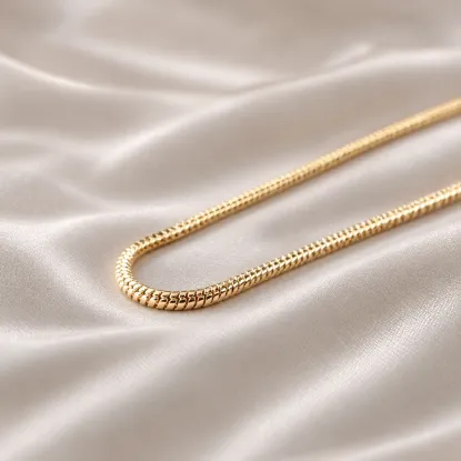Imagen de Cadena Tejido Lazo Cordón Cerrado Oro Dorado Talla 5501