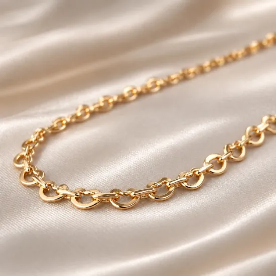 Imagen de Cadena Corazones Vivri Entrelazados con Rectángulos Oro Dorado Talla 4504