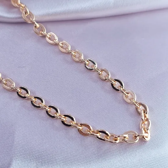 Imagen de Cadena Tejido Aros Anchos Ovalados Oro Dorado