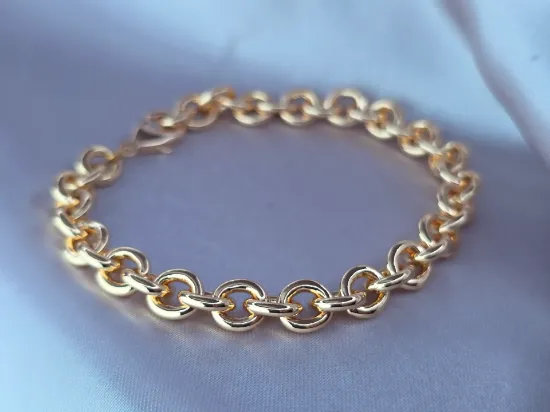 Imagen de Pulsera Eslabones Ovalados Gruesos Oro Dorado
