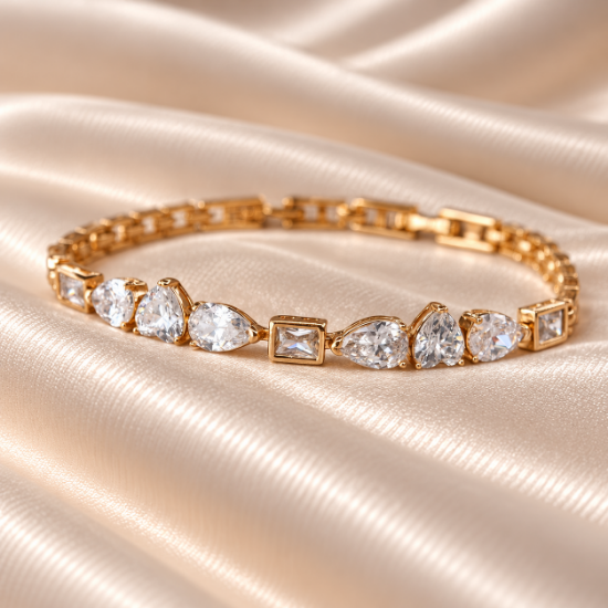 Imagen de Pulsera Corazones Gotas y Rectángulos