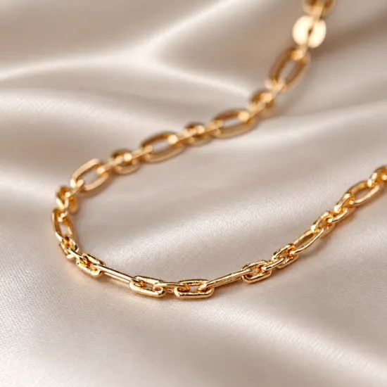 Imagen de Cadena Rectángulos y Círculos Anchos Gruesos Separados Oro Dorado