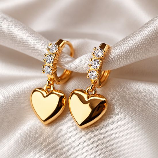 Imagen de Arete Lujoso Corazón Colgante