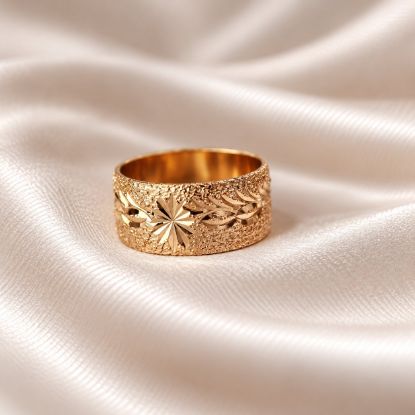 Imagen de Anillo Argolla Flores y Hojas de Oro