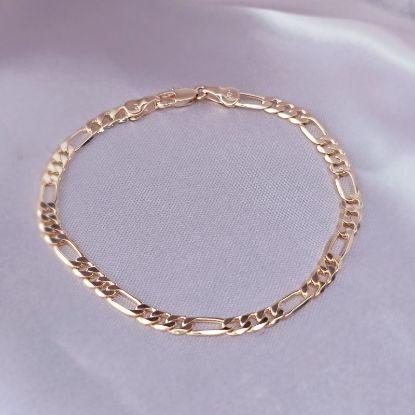 Imagen de Pulsera Tejido Cartier o Fígaro Oro Dorado